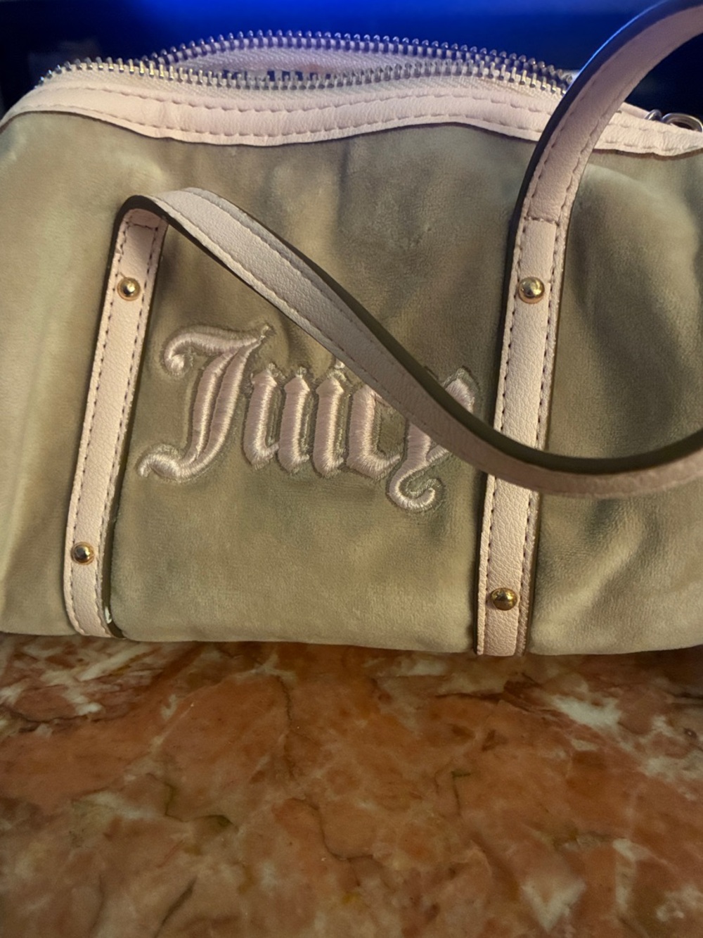 Juicy Couture Pink and Cream Suede Crossbody Bag